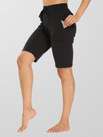 Houmous Women Black Loose Yoga Shorts With Pocket Athletic Gym Shorts