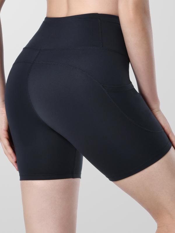 Women's Grey 8''5''2'' Inseam High Waist Biker Yoga Shorts with 4 Out Pockets (Grey)