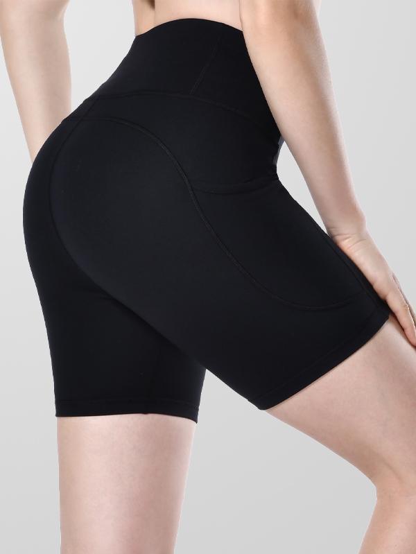 Houmous Women's 8''5''2'' Inseam High Waist Biker Yoga Shorts with 4 Out Pockets