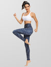 Fashion Blue Print Stretch Gym Yoga Leggings Pants Women
