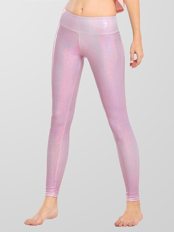 Houmous Women's Shiny Leggings with Unique Flash Sequins Full-Length Yoga Pants