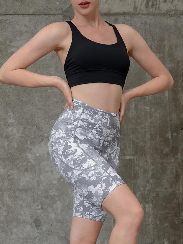 Houmous Women's 8''5''2'' Inseam High Waist Biker Yoga Shorts with 4 Out Pockets