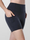 Women's Grey 8''5''2'' Inseam High Waist Biker Yoga Shorts with 4 Out Pockets (Grey)