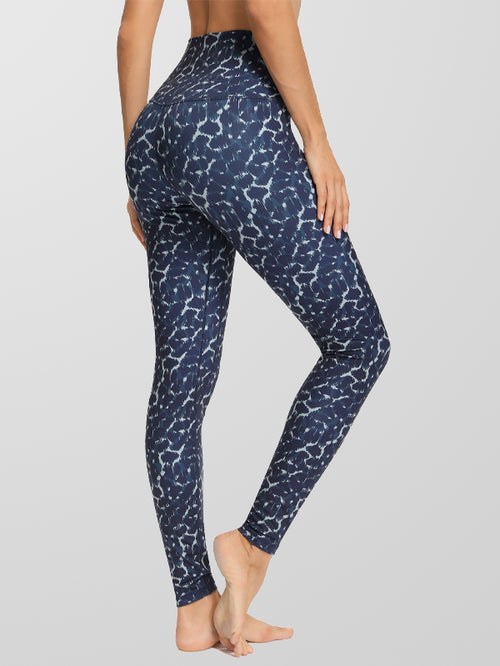 Fashion Blue Print Stretch Gym Yoga Leggings Pants Women