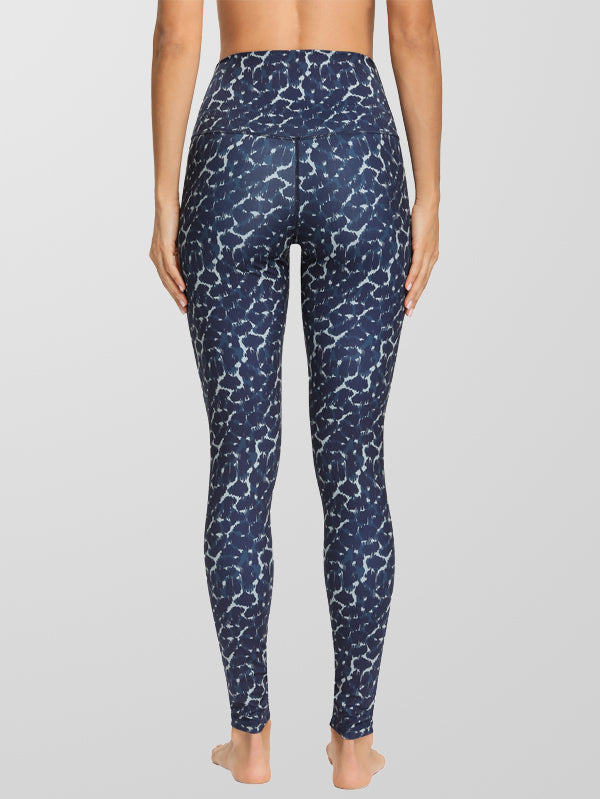 Fashion Blue Print Stretch Gym Yoga Leggings Pants Women