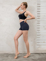 Women's Grey 8''5''2'' Inseam High Waist Biker Yoga Shorts with 4 Out Pockets (Grey)