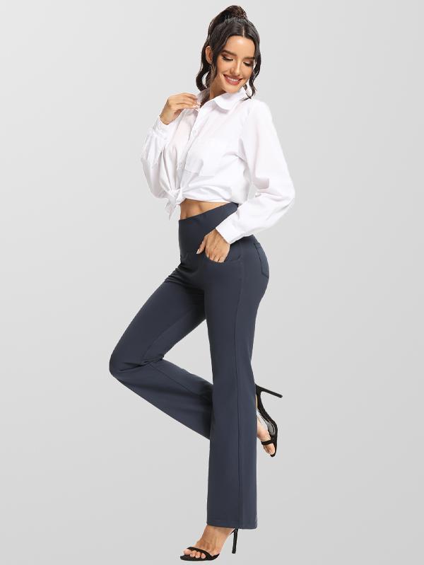 High Rise Flared Bootcut Yoga Exercise Pants with Pockets