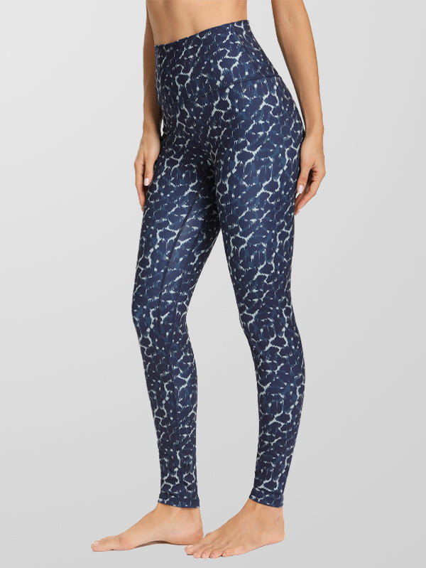 Fashion Blue Print Stretch Gym Yoga Leggings Pants Women