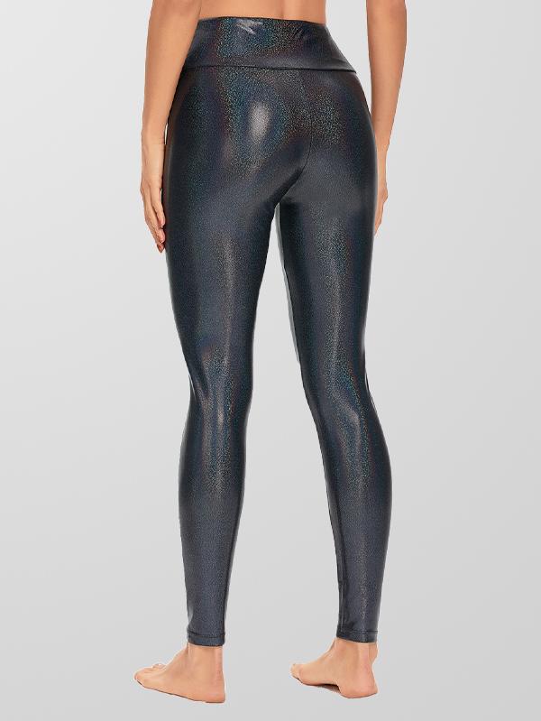 Houmous Women's Shiny Leggings with Unique Flash Sequins Full-Length Yoga Pants