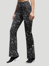 Houmous S-XXXL 29''31''33''35'' Inseam Women's Cotton Bootcut Pants Inner Pocket (Snow Scattered & Marbling)