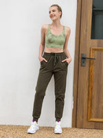 Houmous Women's Drawstring Jogger Pants with Zipper Pockets