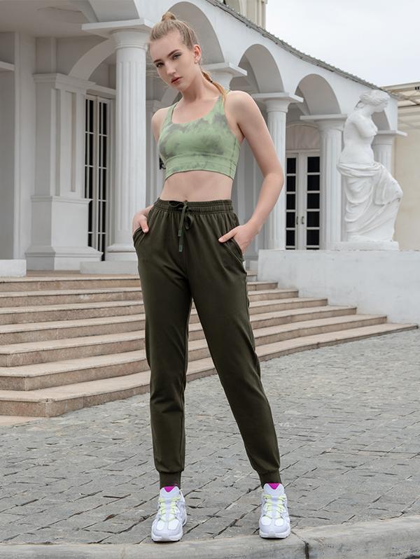 Houmous Women's Drawstring Jogger Pants with Zipper Pockets