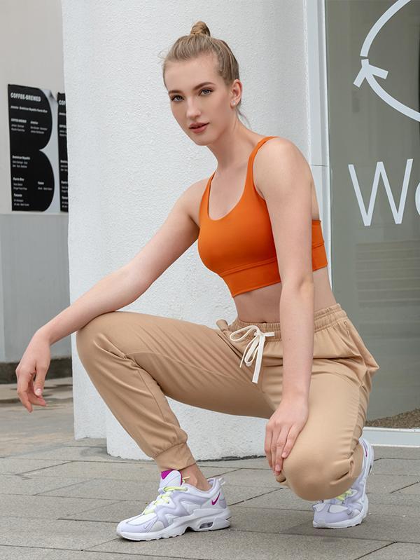 Houmous Women's Drawstring Jogger Pants with Zipper Pockets