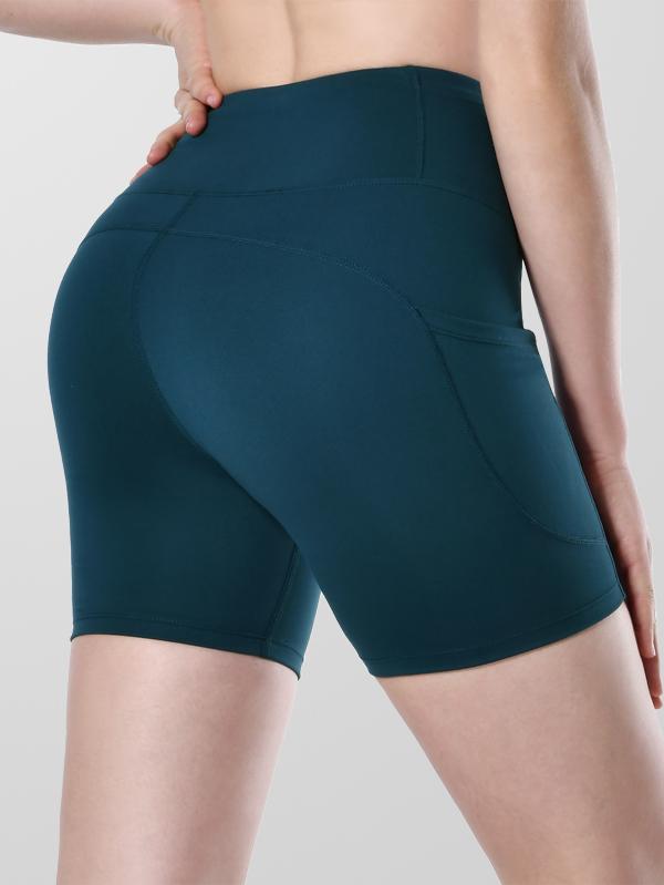 Houmous Women's 8''5''2'' Inseam High Waist Biker Yoga Shorts with 4 Out Pockets