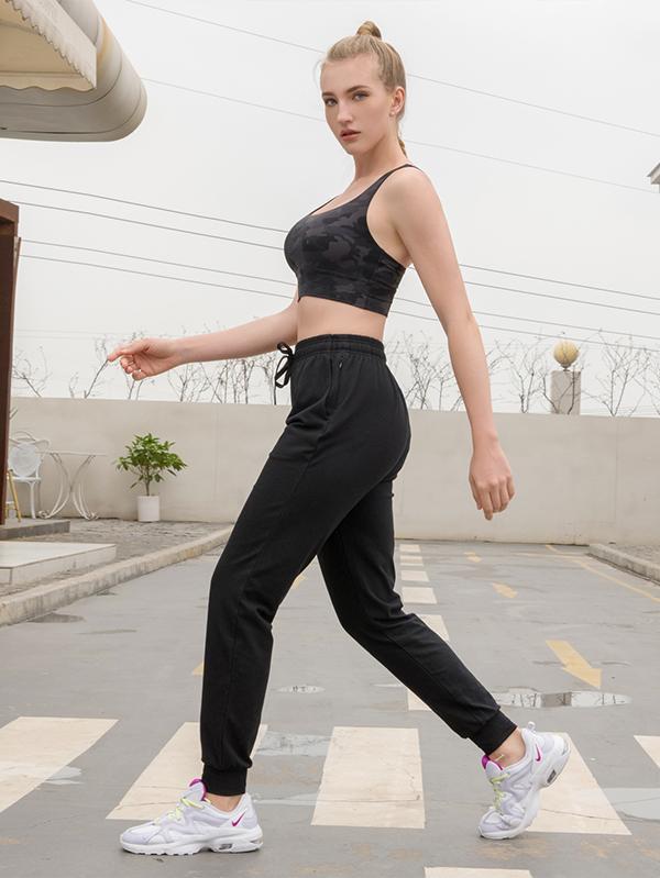 Houmous Women's Drawstring Jogger Pants with Zipper Pockets
