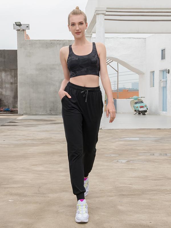 Houmous Women's Drawstring Jogger Pants with Zipper Pockets