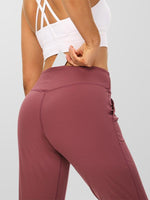 Womens high waisted cropped bootcut active joggers pants with pockets