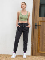 Houmous Women's Drawstring Jogger Pants with Zipper Pockets