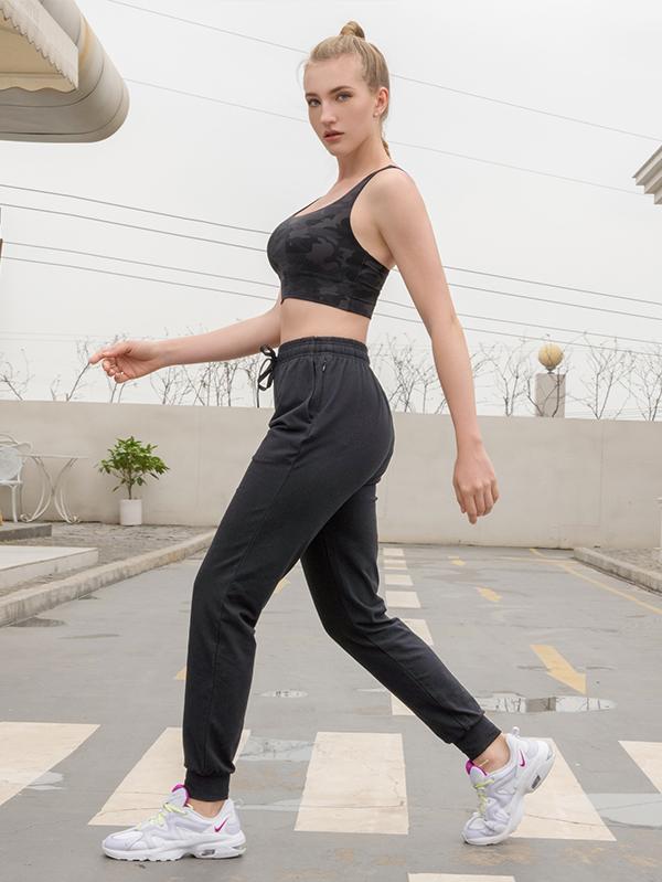 Houmous Women's Drawstring Jogger Pants with Zipper Pockets
