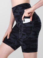 Houmous Women's 8''5''2'' Inseam High Waist Biker Yoga Shorts with 4 Out Pockets