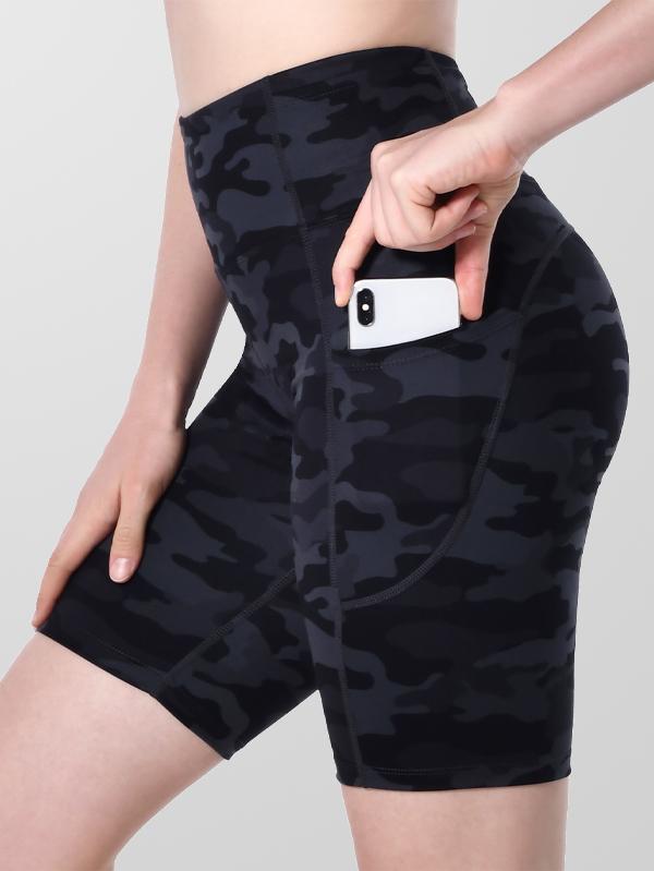 Houmous Women's 8''5''2'' Inseam High Waist Biker Yoga Shorts with 4 Out Pockets