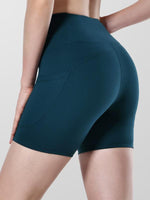 Houmous Women's 8''5''2'' Inseam High Waist Biker Yoga Shorts with 4 Out Pockets