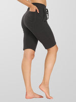 Houmous Women Black Loose Yoga Shorts With Pocket Athletic Gym Shorts