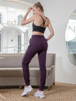 Houmous Women's Drawstring Jogger Pants with Zipper Pockets