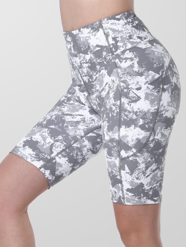Houmous Women's 8''5''2'' Inseam High Waist Biker Yoga Shorts with 4 Out Pockets