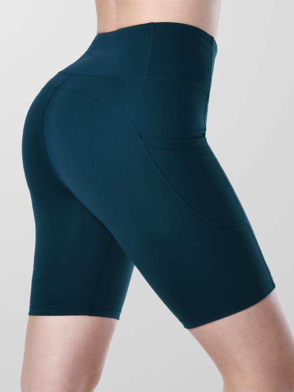 Houmous Women's 8''5''2'' Inseam High Waist Biker Yoga Shorts with 4 Out Pockets