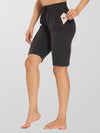 Houmous Women Black Loose Yoga Shorts With Pocket Athletic Gym Shorts