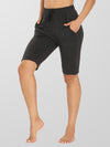 Houmous Women Black Loose Yoga Shorts With Pocket Athletic Gym Shorts
