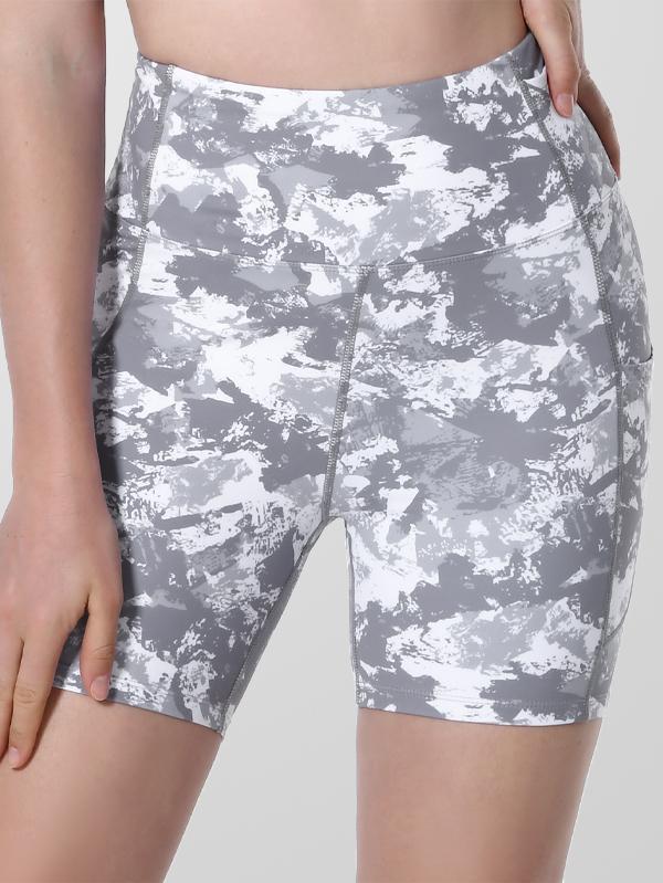 Houmous Women's 8''5''2'' Inseam High Waist Biker Yoga Shorts with 4 Out Pockets