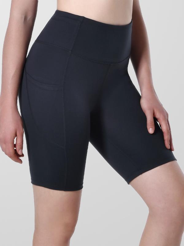 Women's Grey 8''5''2'' Inseam High Waist Biker Yoga Shorts with 4 Out Pockets (Grey)