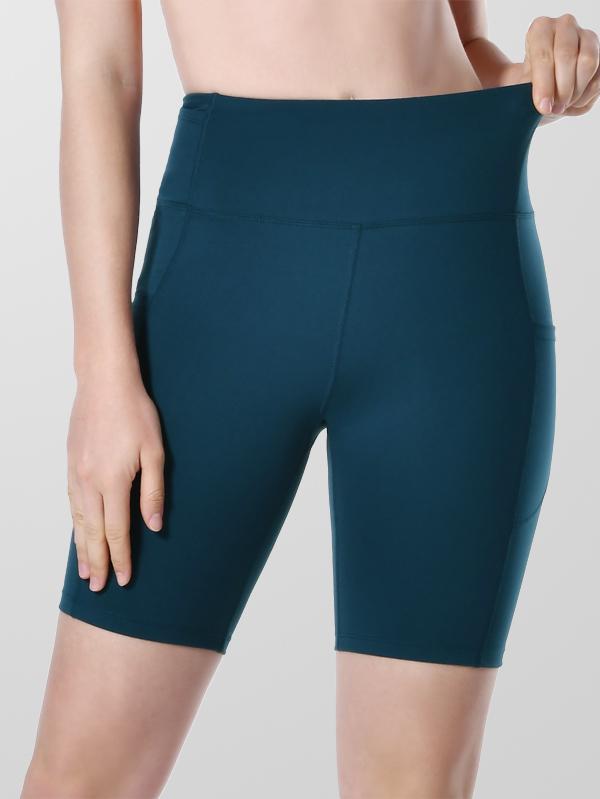 Houmous Women's 8''5''2'' Inseam High Waist Biker Yoga Shorts with 4 Out Pockets