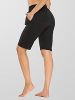 Houmous Women Black Loose Yoga Shorts With Pocket Athletic Gym Shorts