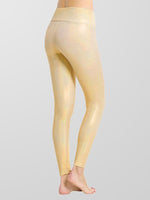 Houmous Women's Shiny Leggings with Unique Flash Sequins Full-Length Yoga Pants