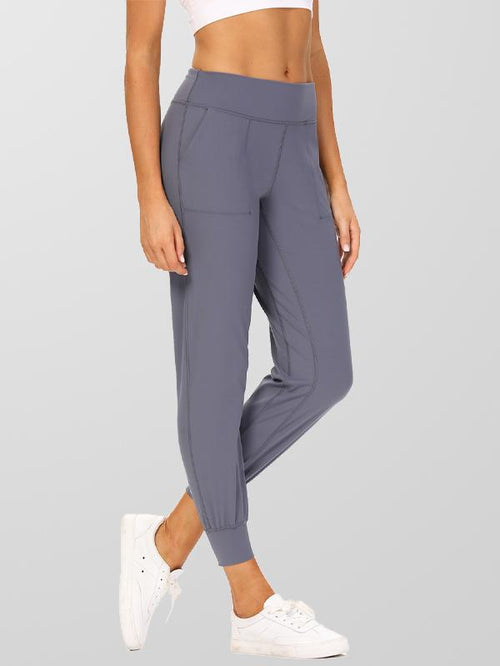 Lightweight High Waisted Casual Cropped Jogger Pants with Pockets