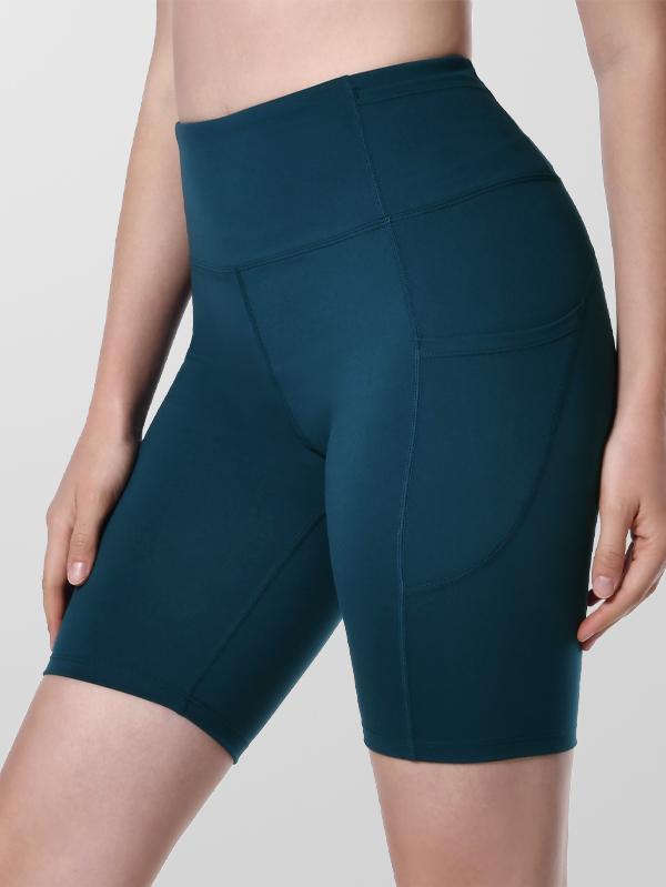 Houmous Women's 8''5''2'' Inseam High Waist Biker Yoga Shorts with 4 Out Pockets