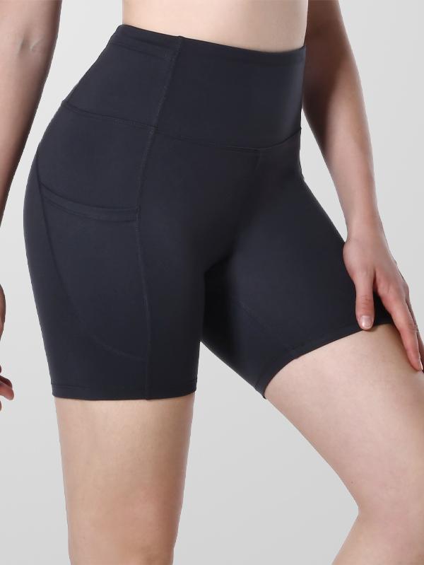 Women's Grey 8''5''2'' Inseam High Waist Biker Yoga Shorts with 4 Out Pockets (Grey)