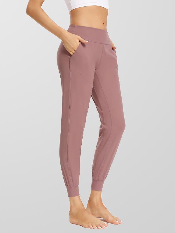 High Waisted Cropped Lounge Yoga Jogger Pants with Pockets Womens